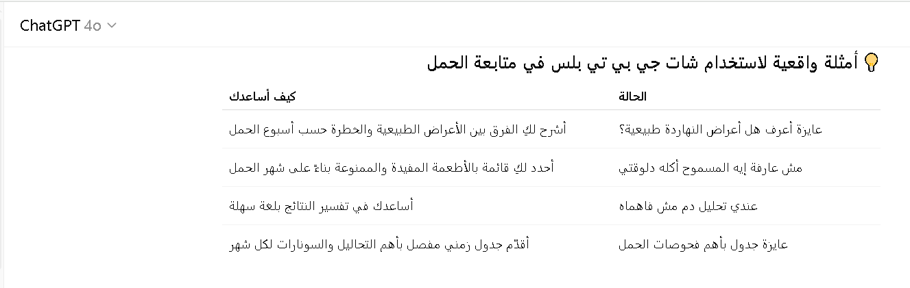 شات جي بي تي بلس في متابعة الحمل بذكاء