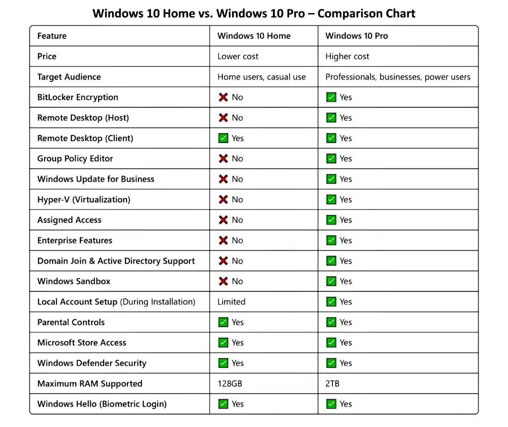 الفرق بين ويندوز هوم وبرو 